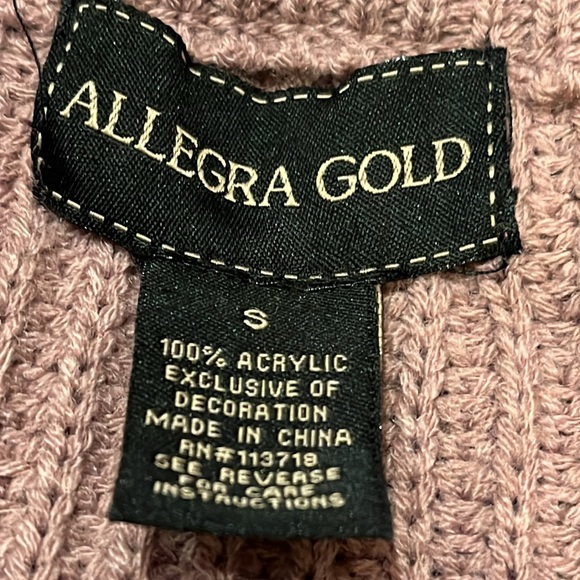 Adorable Allegro Gold rose colored zip up cardigan with lace up detailing Sz S - Picture 7 of 8